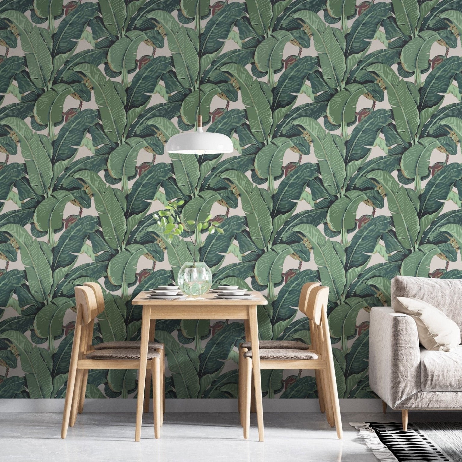 Fresh banana leaf garden-style wallpaper
 B111