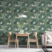 Fresh banana leaf garden-style wallpaper
 B111