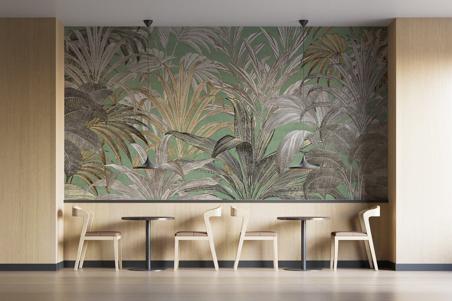 Elegant palm leaf wallpaper in green
