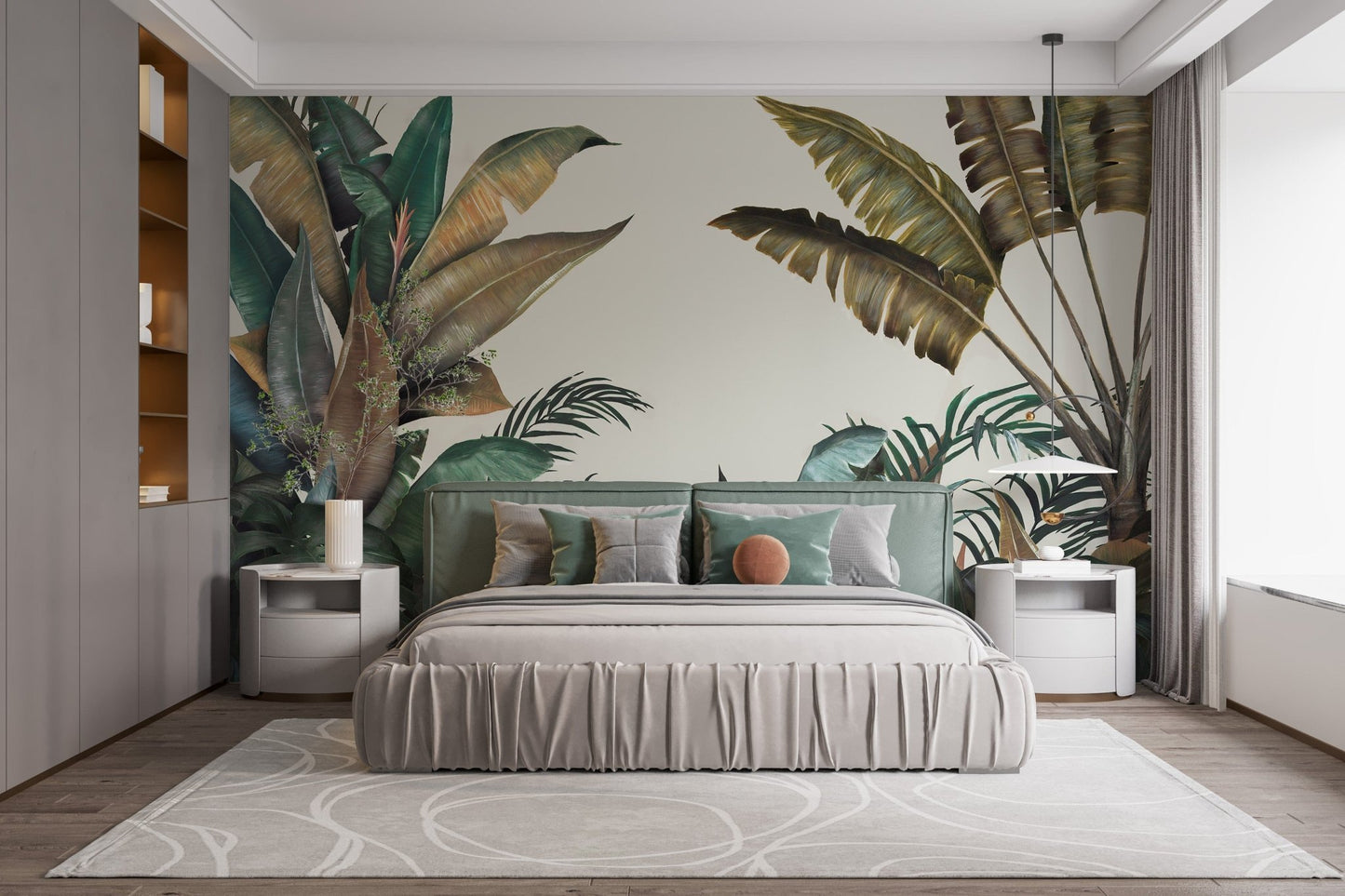 Green & Dusty Yellow Leaves Wall Mural
 A509