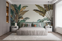 Green & Dusty Yellow Leaves Wall Mural
 A509