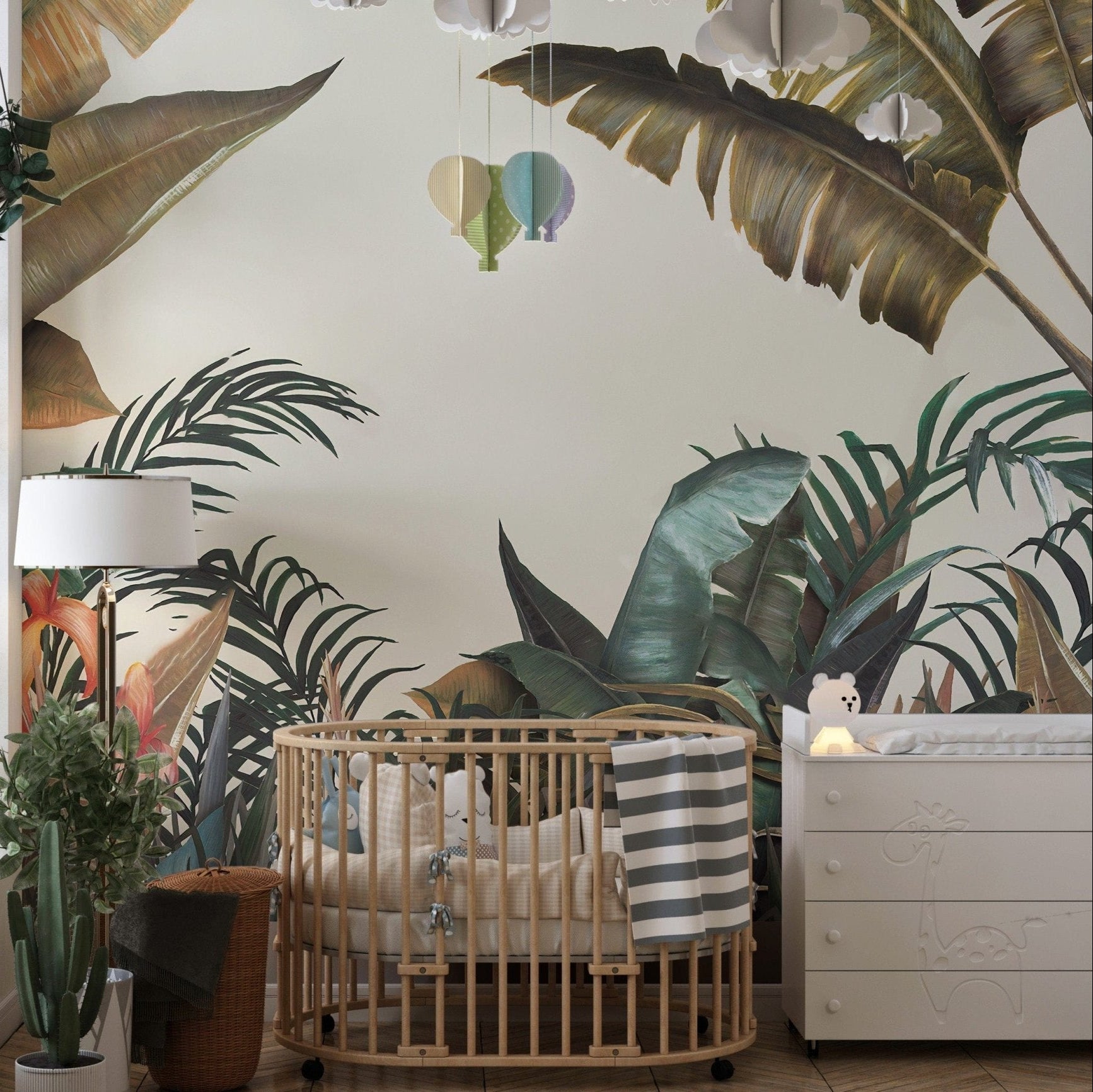 Monochrome Tropical Leaves Wallpaper Mural A509