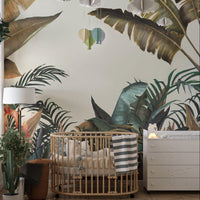 Monochrome Tropical Leaves Wallpaper Mural A509