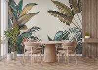 Green and Yellow Tropical Leaves Wallpaper Mural A509