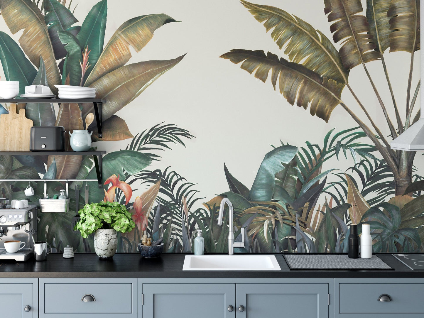 Dusty Yellow and Green Tropical Mural
A509