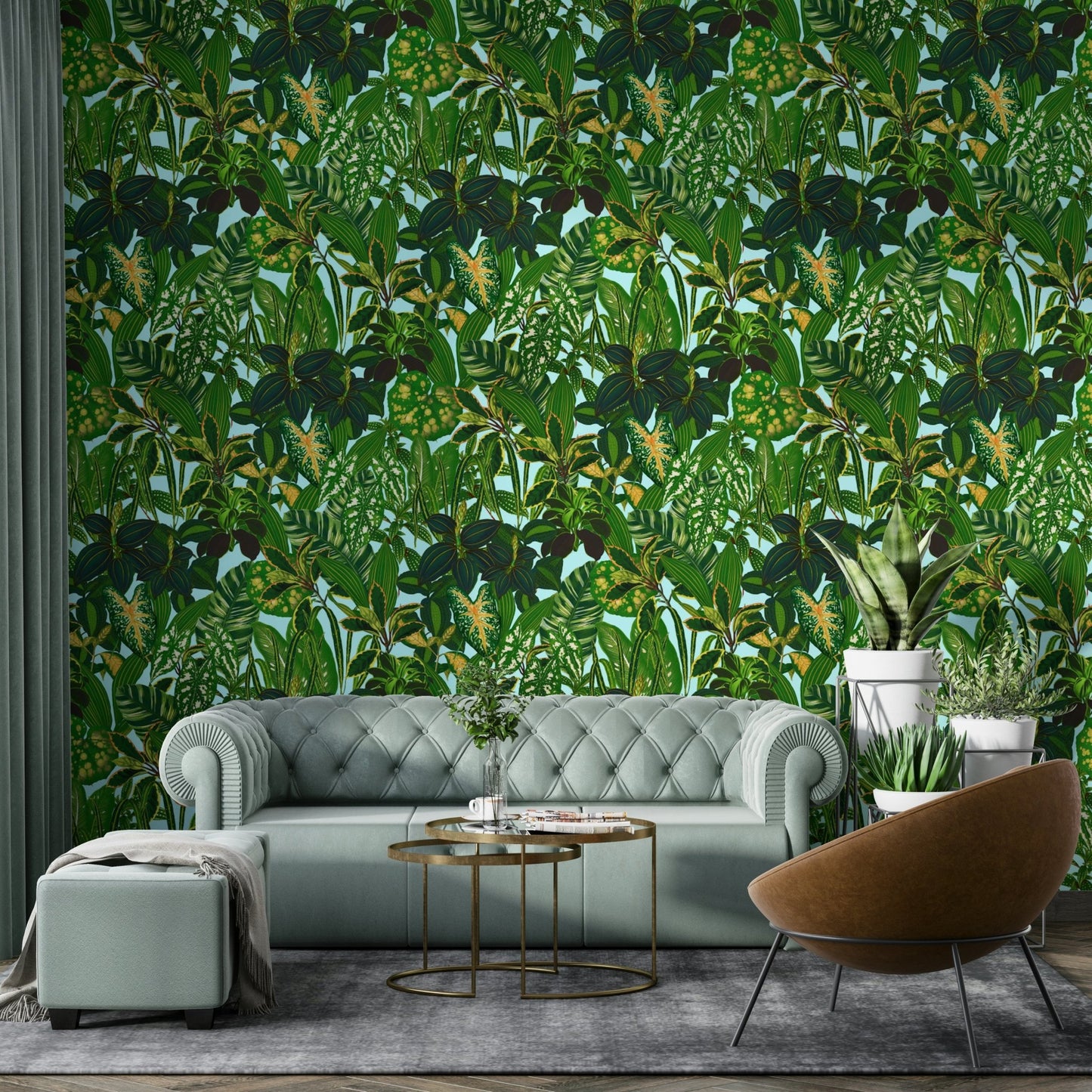 Tropical plants mural for a sunroom.
