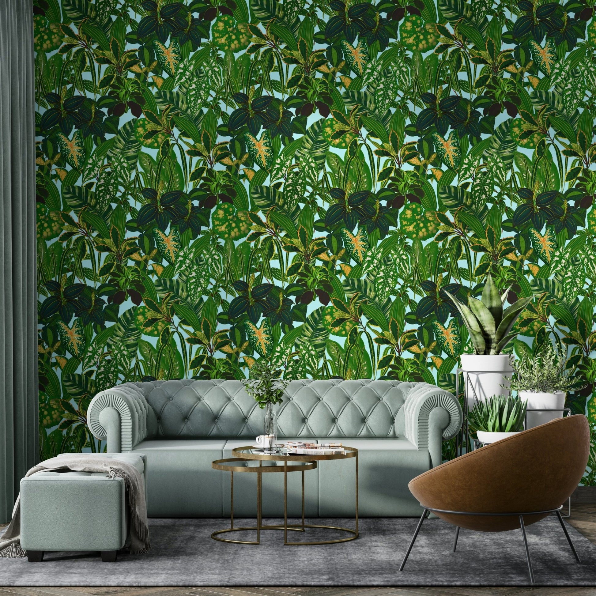 Tropical plants mural for a sunroom.
