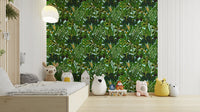 Green tropical plants wall mural.
