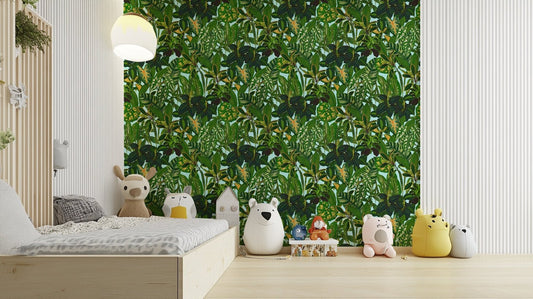 Green tropical plants wall mural.
