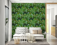 Lush botanical print wallpaper.
