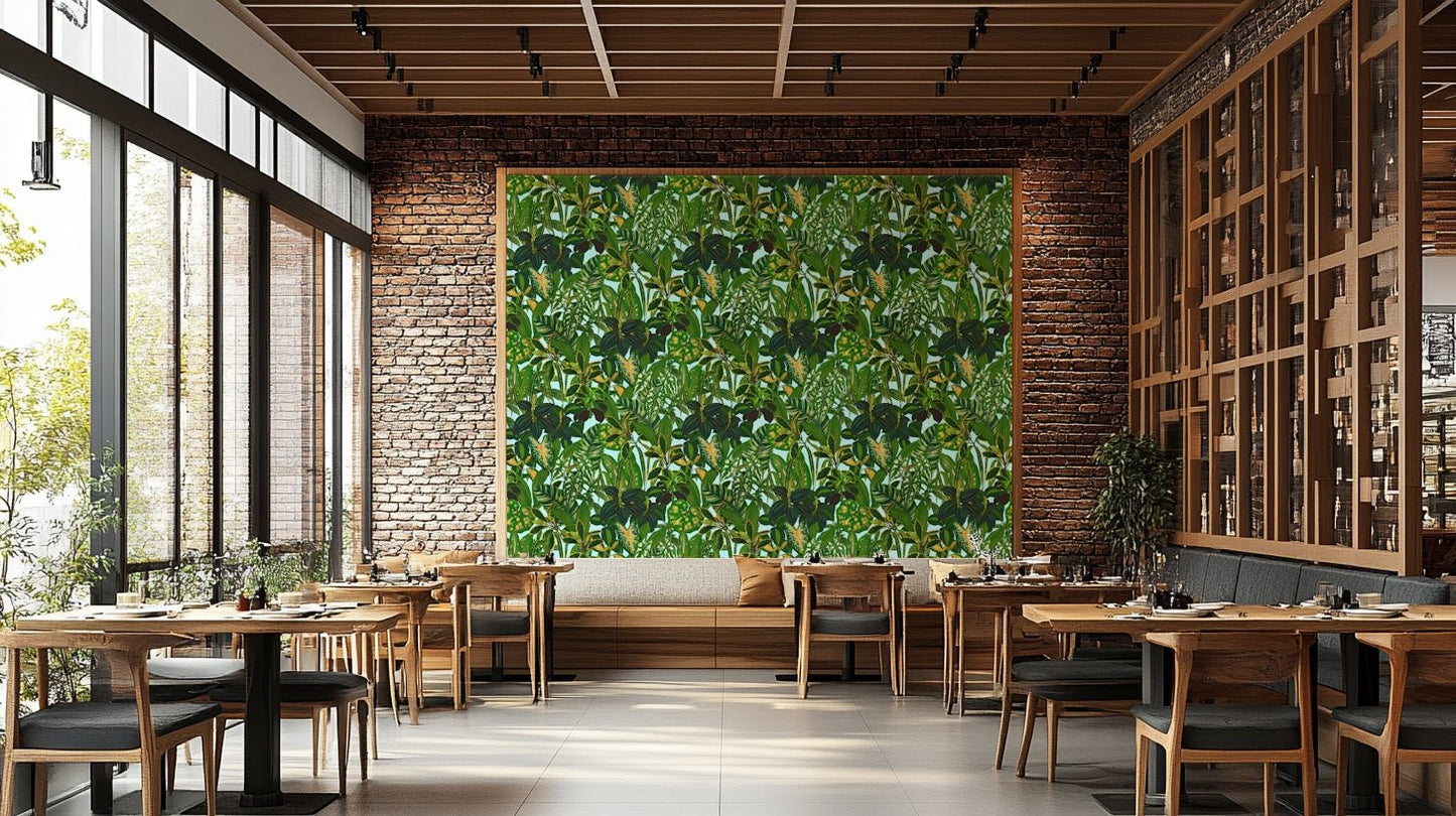 Lush botanical wallpaper.
