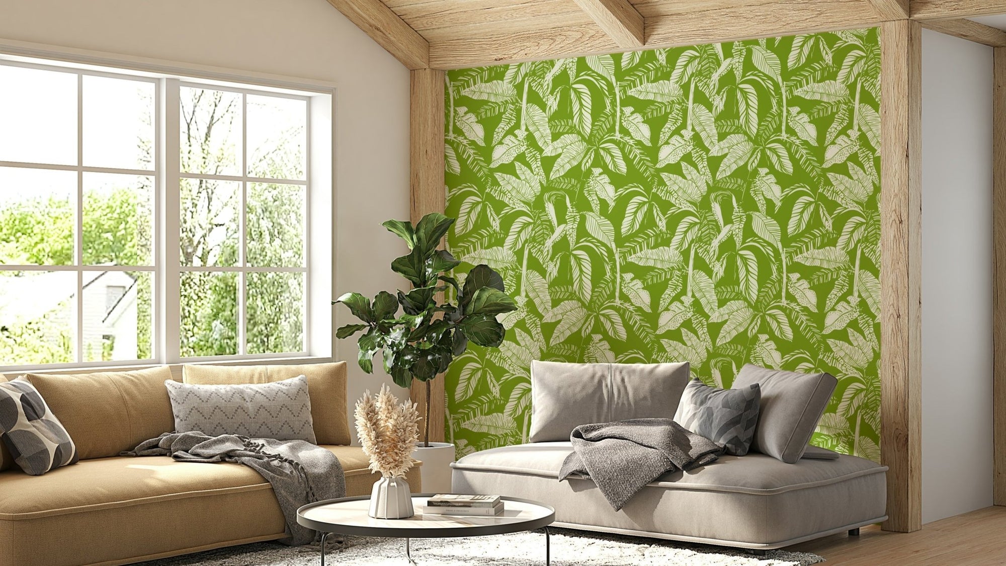 A sunroom decorated with a tropical mural, GD4454