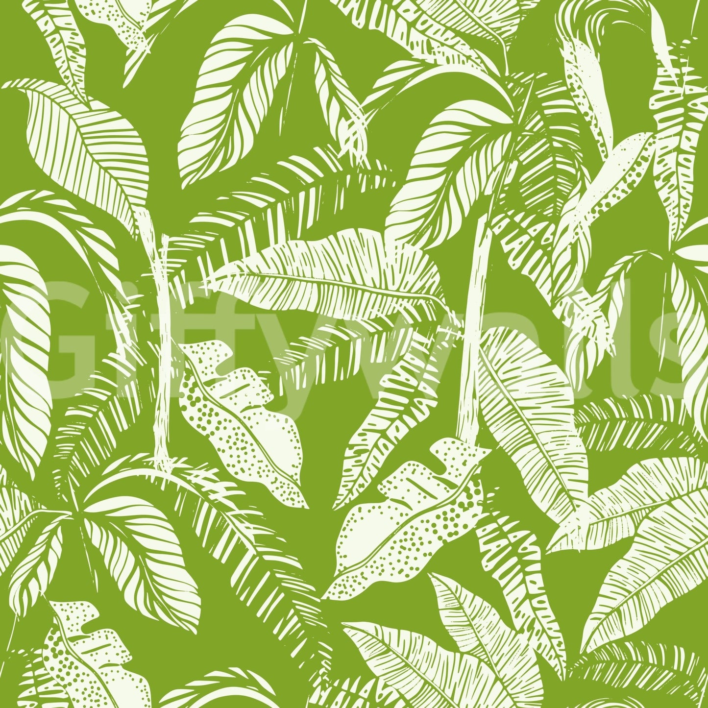 A seamless pattern of tropical leaves on a wall

