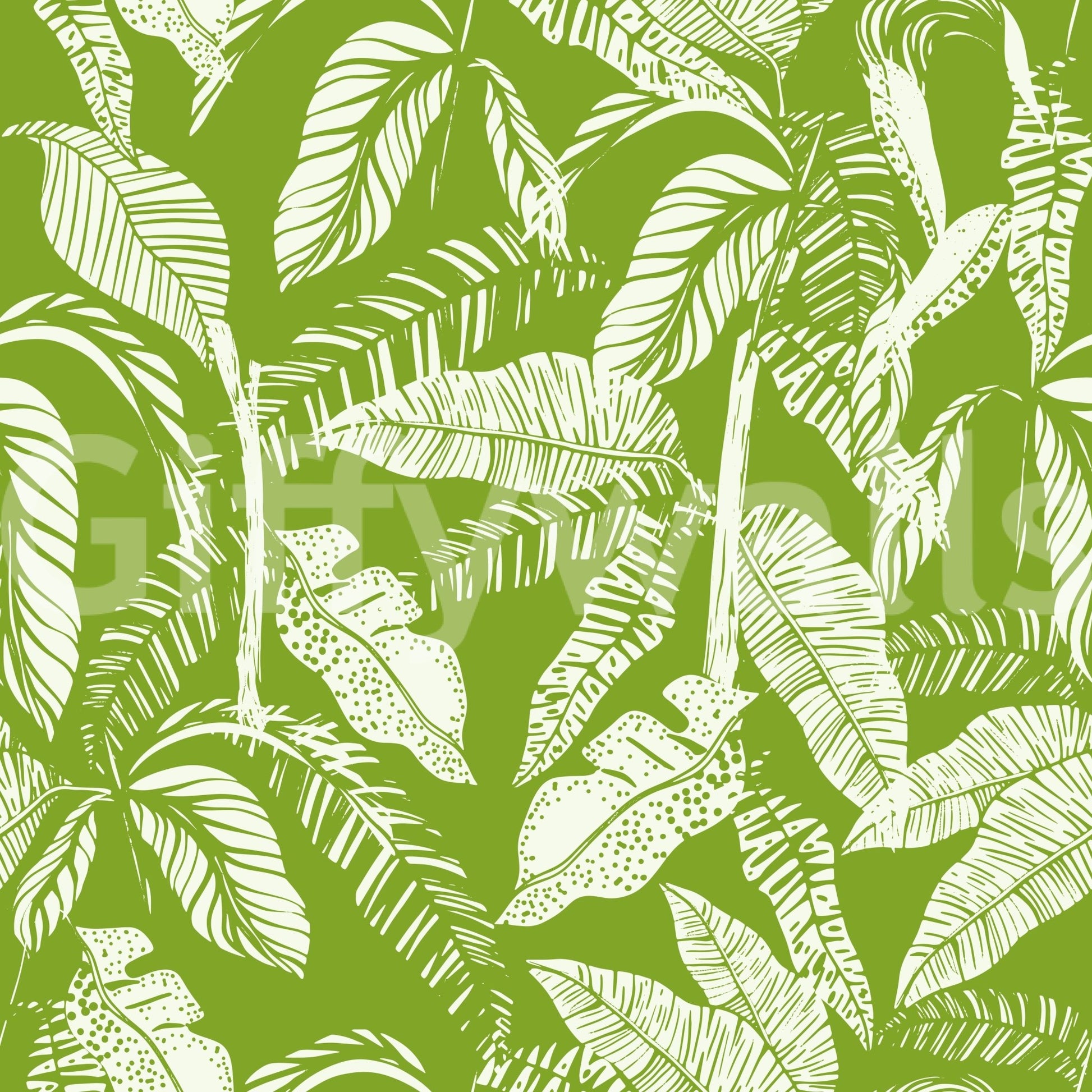 A seamless pattern of tropical leaves on a wall

