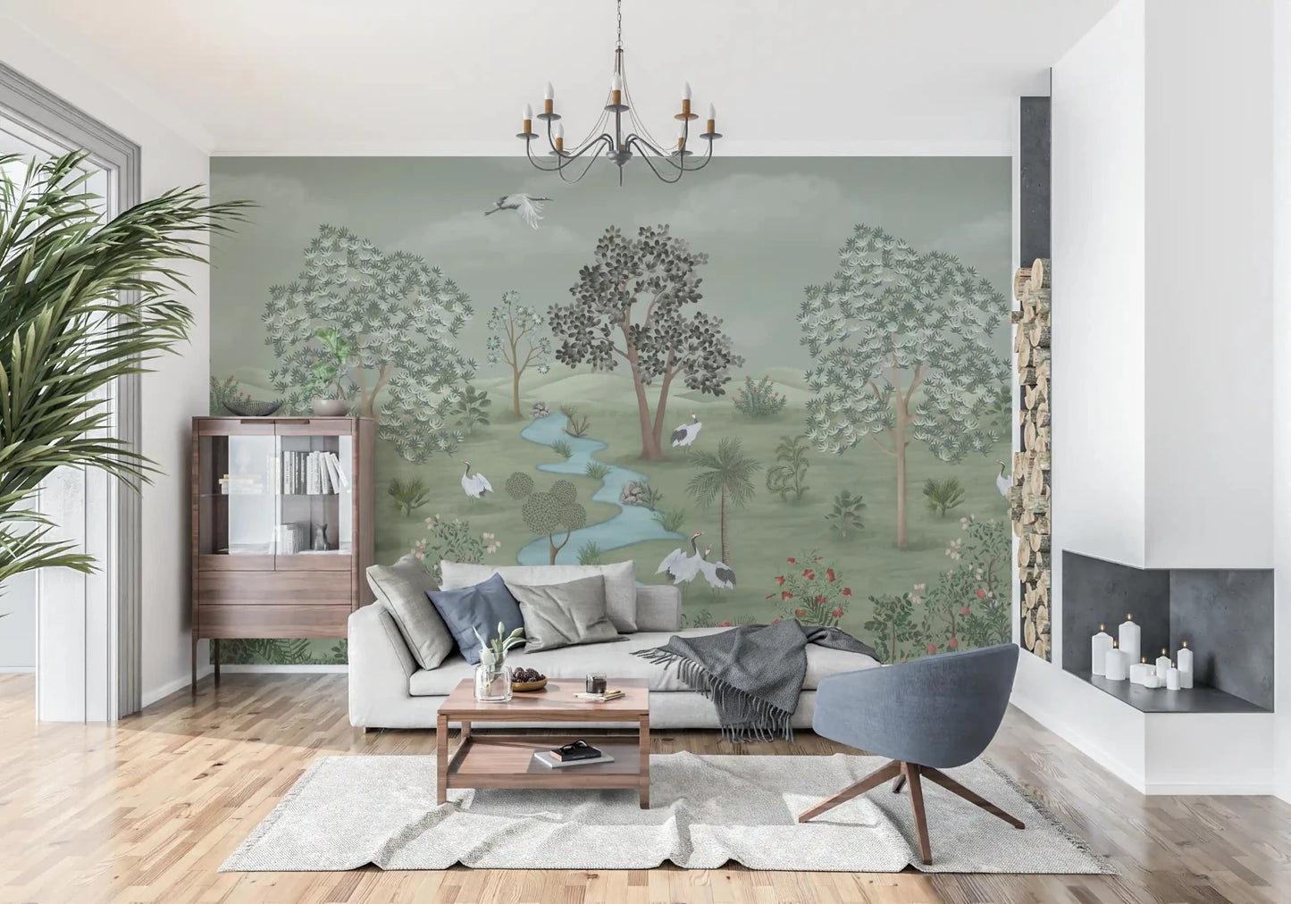 Green Valley Crane Vista Wall Mural
