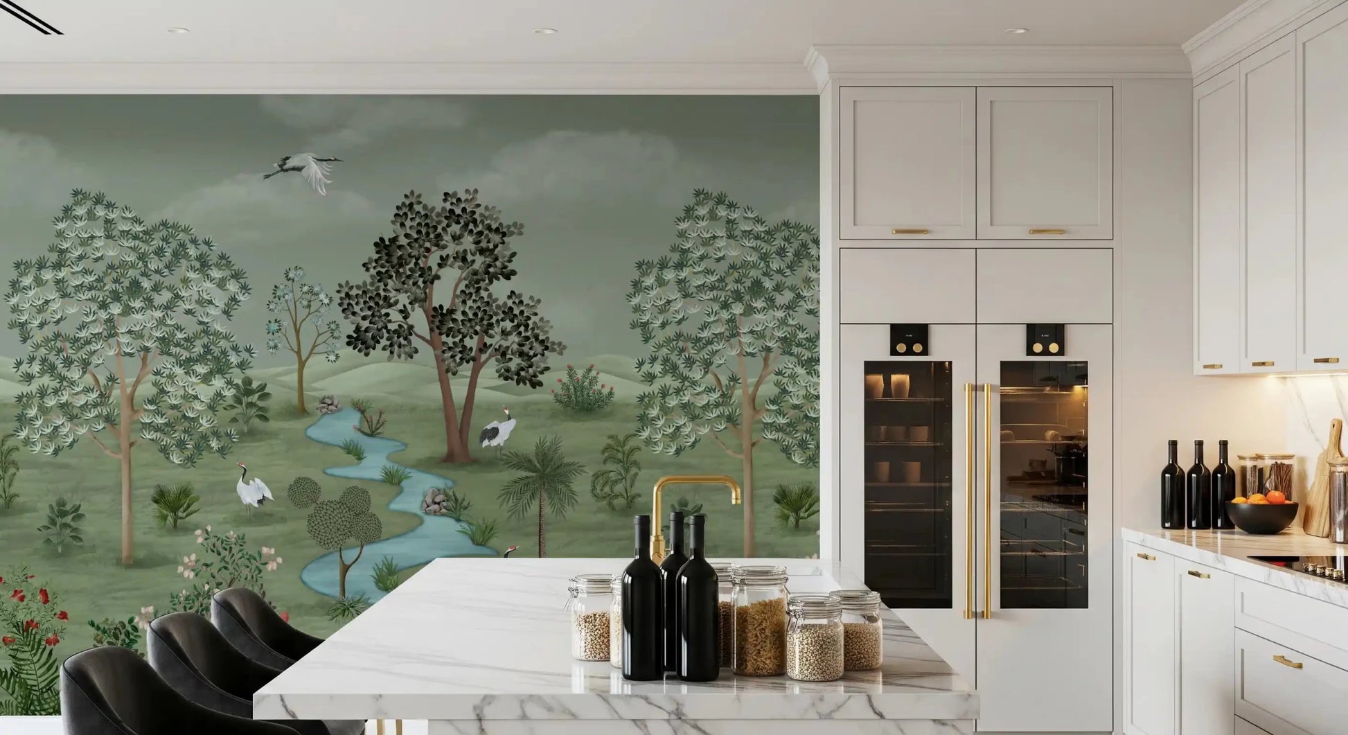 Green Valley Crane Vista Wall Mural