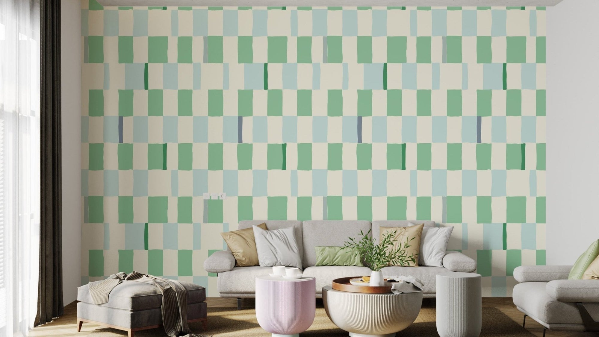 Refreshing green wallpaper with a soft verdant breeze design. AN102

