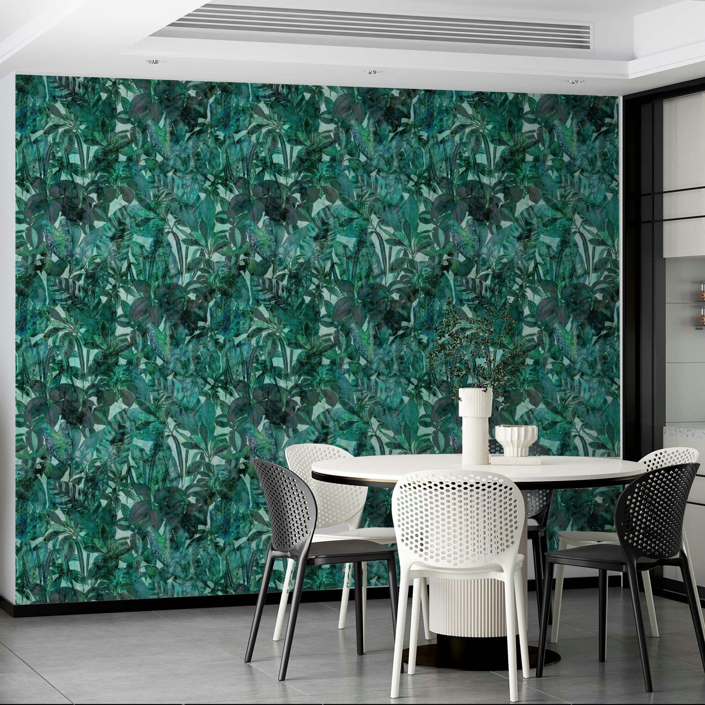 Modern green accent wall.
