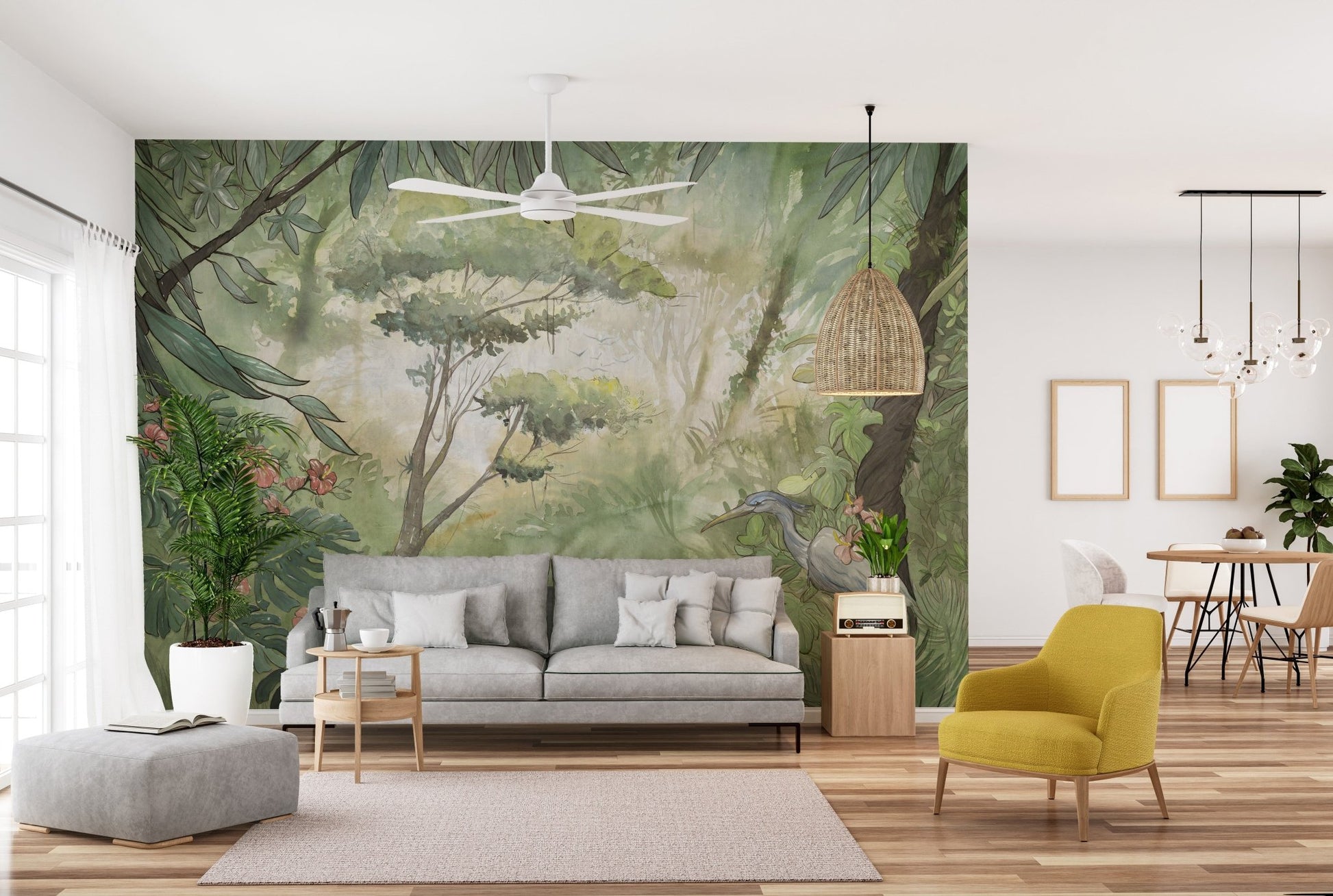 Green Watercolor Forest Wallpaper Murals - Giffywalls A312
