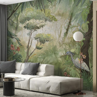 Green Watercolor Forest Wallpaper Murals - Giffywalls A312