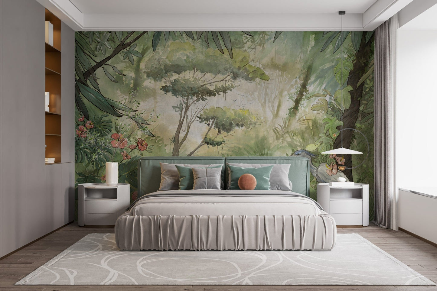 Green Watercolor Forest Wallpaper Murals - Giffywalls A312