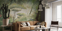 Peaceful green watercolor forest wallpaper for bedrooms A312