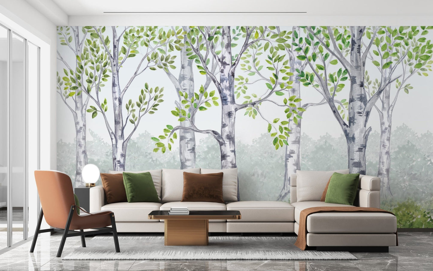 Green Watercolor Wood Kids Room Wallpaper Mural - Giffywalls