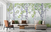 Green Watercolor Wood Kids Room Wallpaper Mural - Giffywalls