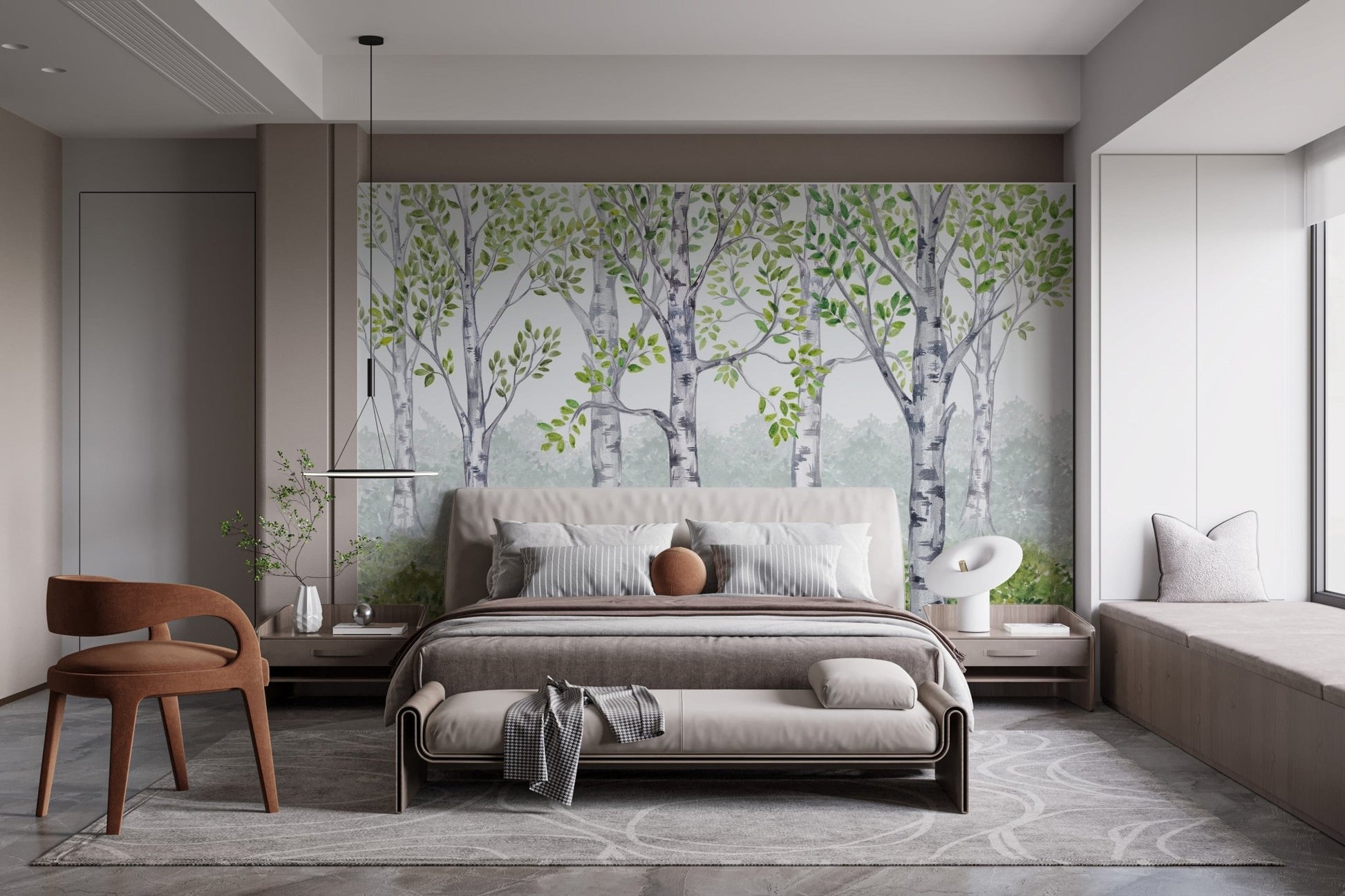 Green Watercolor Wood Kids Room Wallpaper Mural - Giffywalls