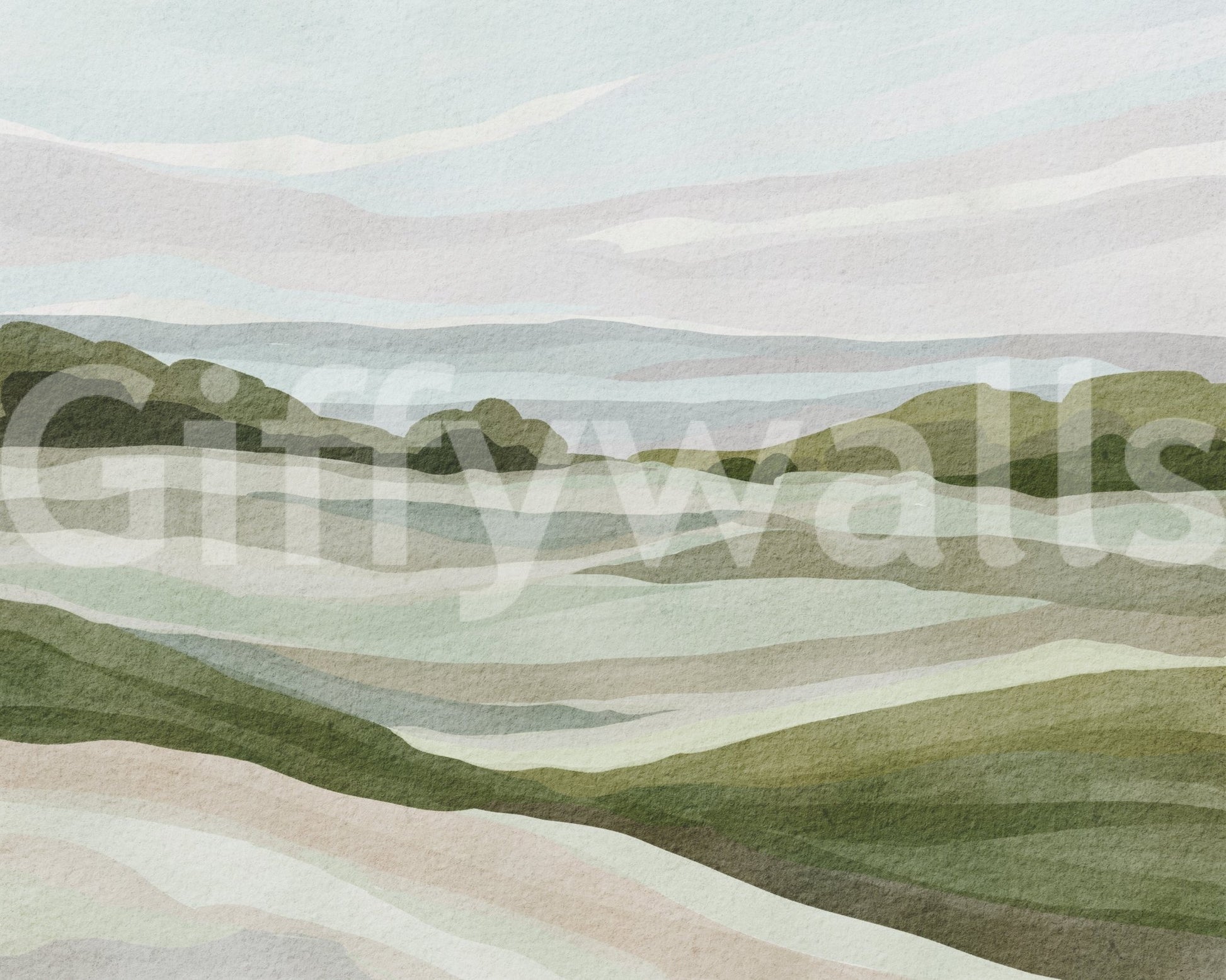 Green Whispering Hills Wall Mural