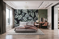 Green White Leaves Wallpaper Mural - Giffywalls