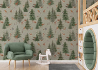 Cozy woodland wildlife wallpaper theme
