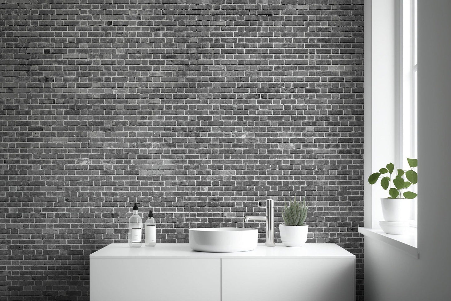 Grey brick wallpaper mural design brick-04