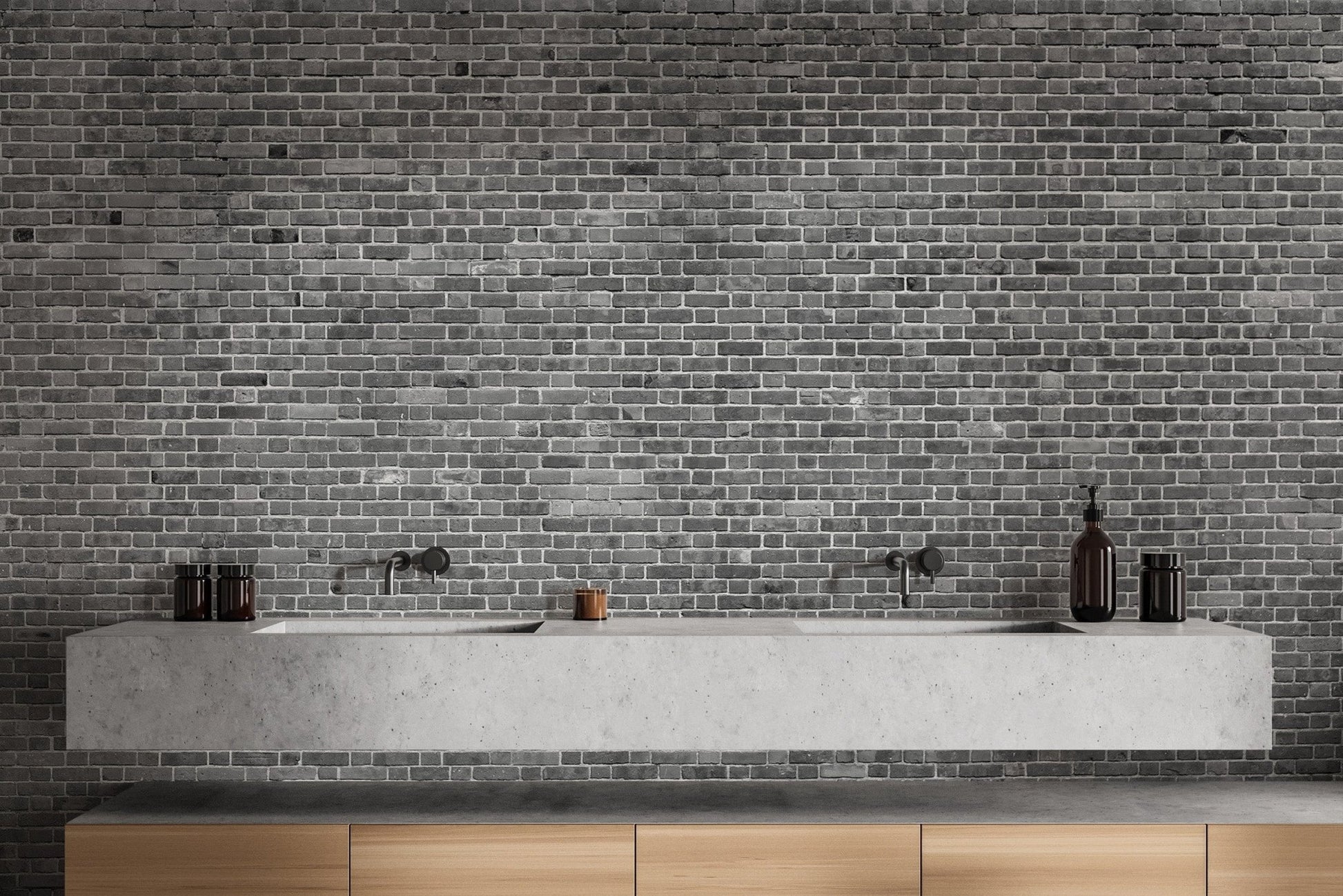 Charming grey brick wall mural wallpaper brick-04