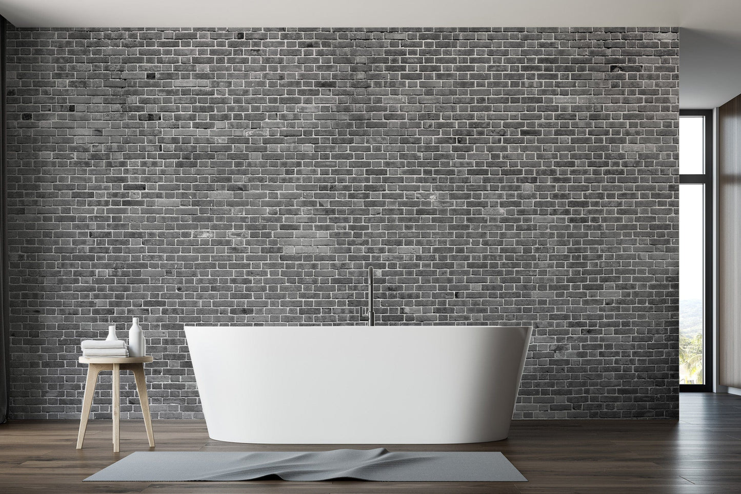Stylish grey brick wallpaper for modern spaces