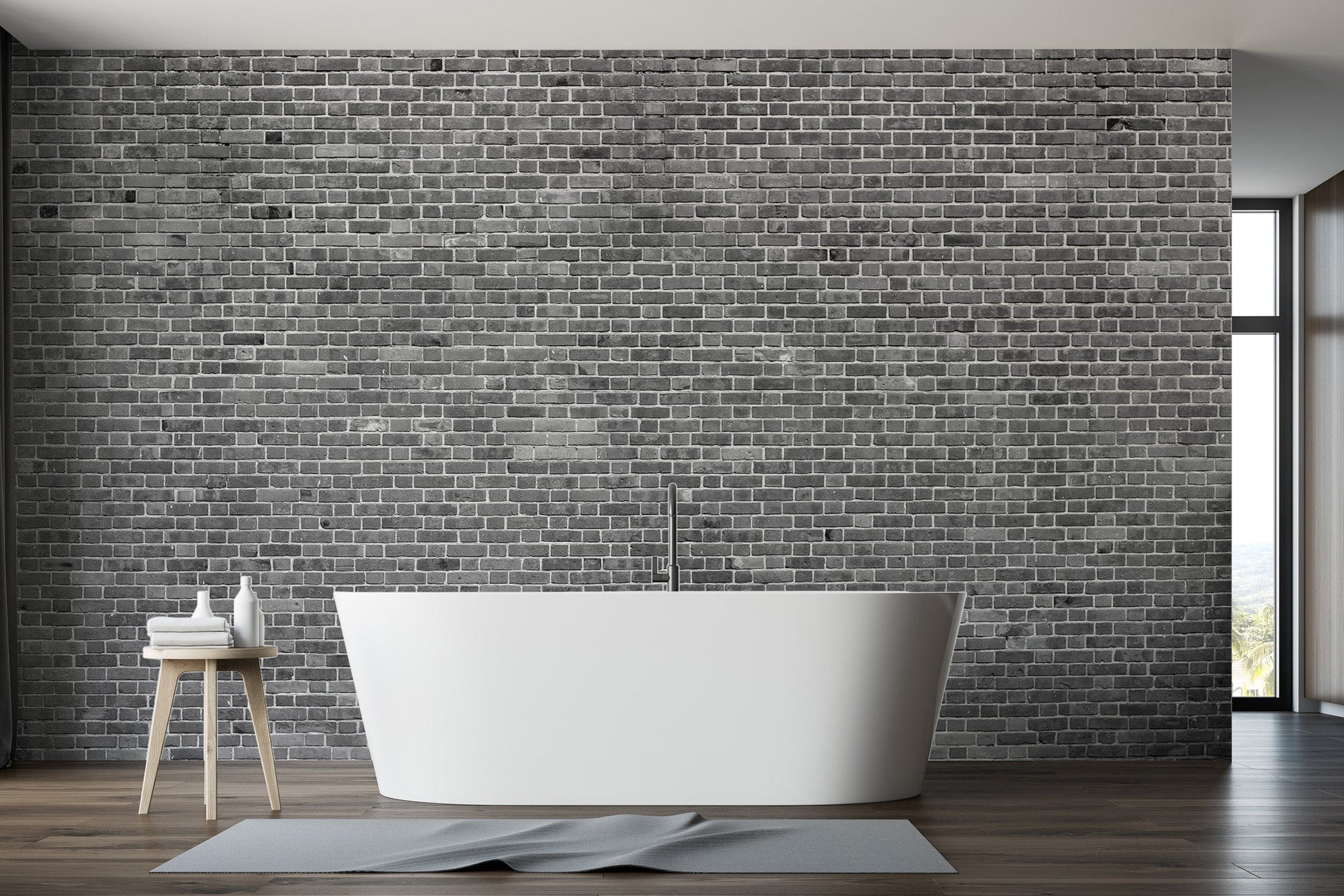 Stylish grey brick wallpaper for modern spaces
