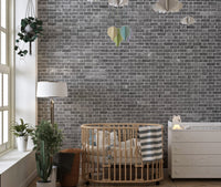 Removable grey brick mural wallpaper