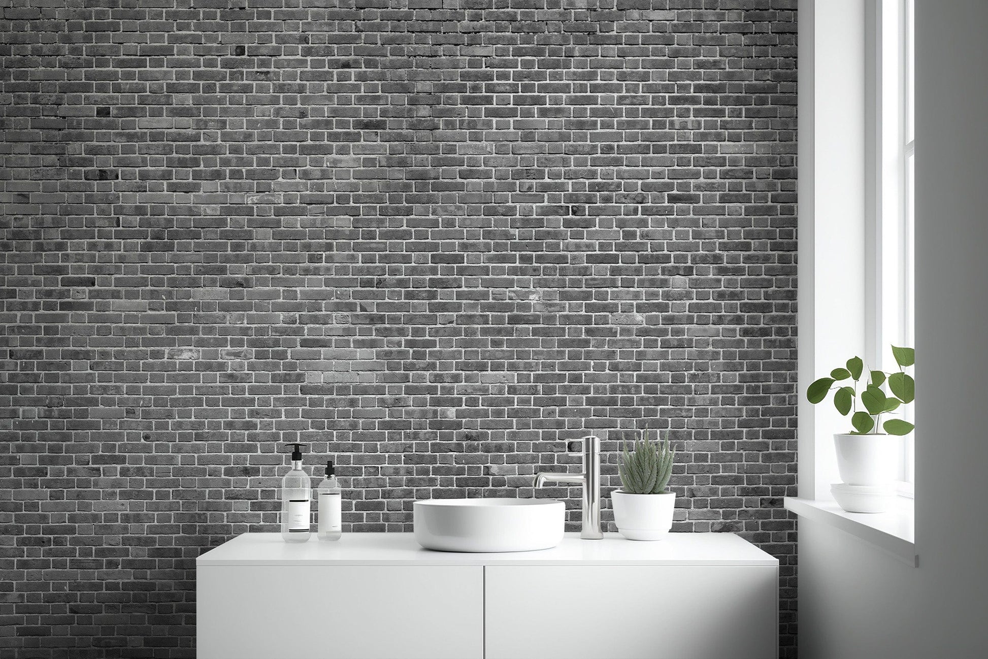Grey brick wallpaper mural design