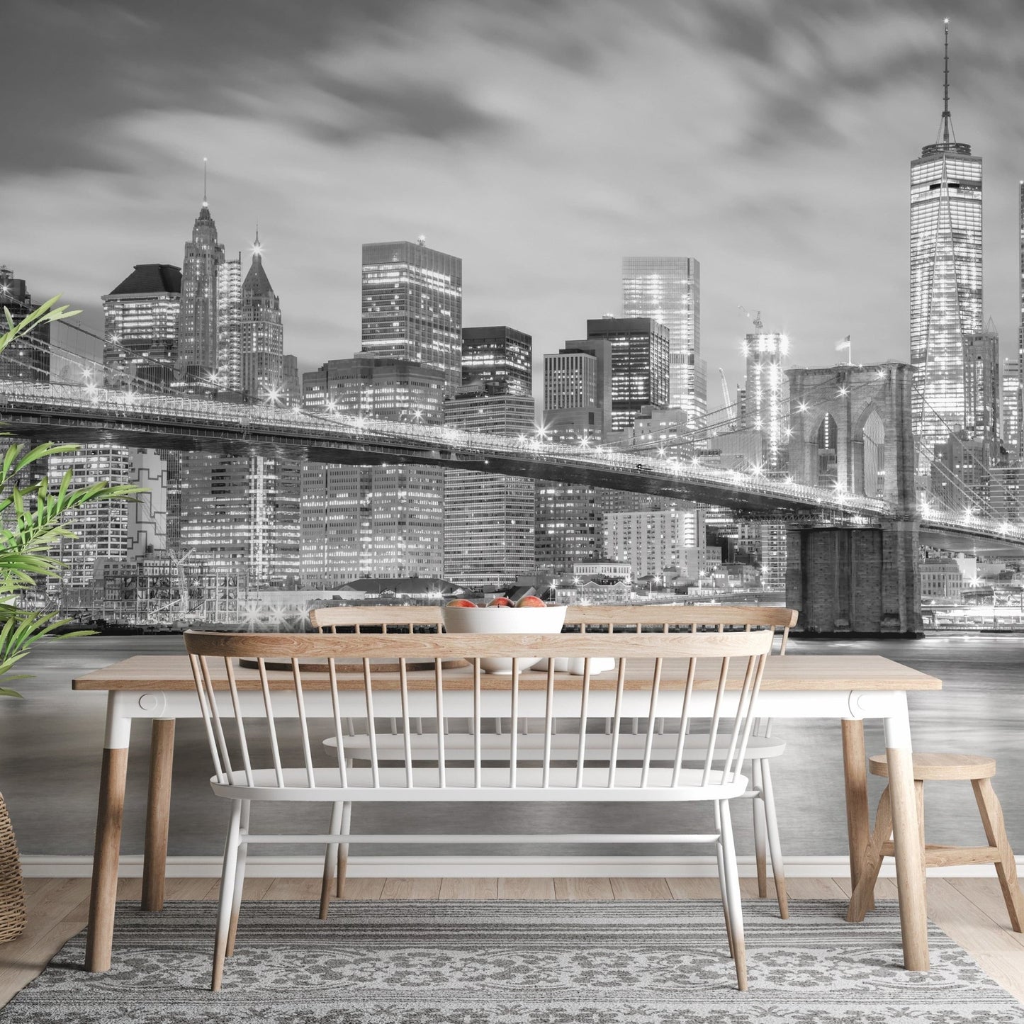 Cityscape Brooklyn Bridge wallpaper for home walls. A798
