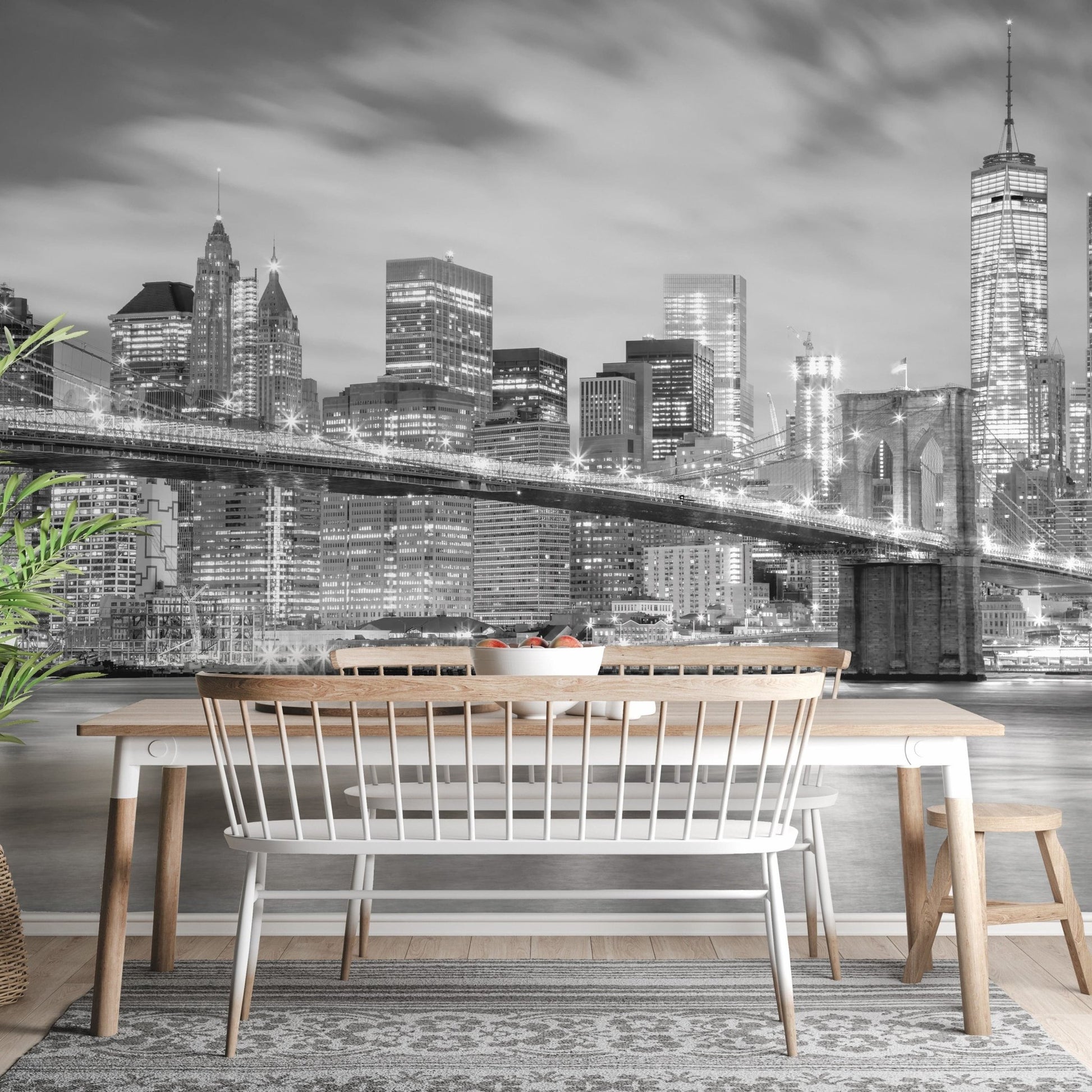 Cityscape Brooklyn Bridge wallpaper for home walls. A798