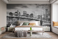 Vintage-style Brooklyn Bridge wallpaper for accent walls. A798