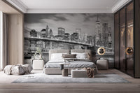 Night view Brooklyn Bridge wallpaper for modern decor. A798