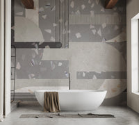 Gray Cement terrazzo tile wallpaper mural - Giffywalls