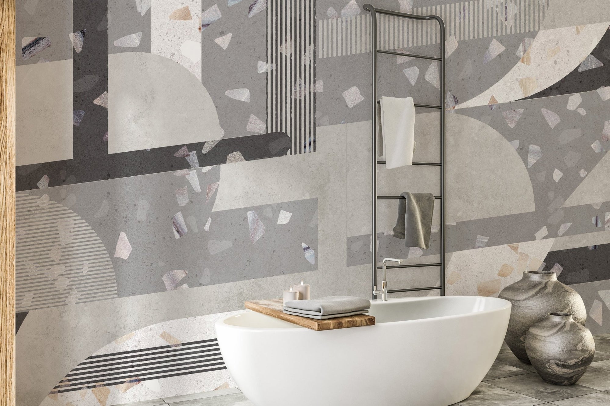 Chic terrazzo wallpaper with modern elegance A831