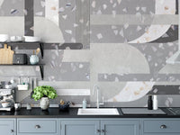 Gray Cement terrazzo tile wallpaper mural - Giffywalls