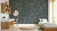Artistic display of the serene Grey Floral Aviary Wall Mural.