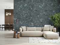 Soft grey botanical design of the Grey Floral Aviary Wall Mural.