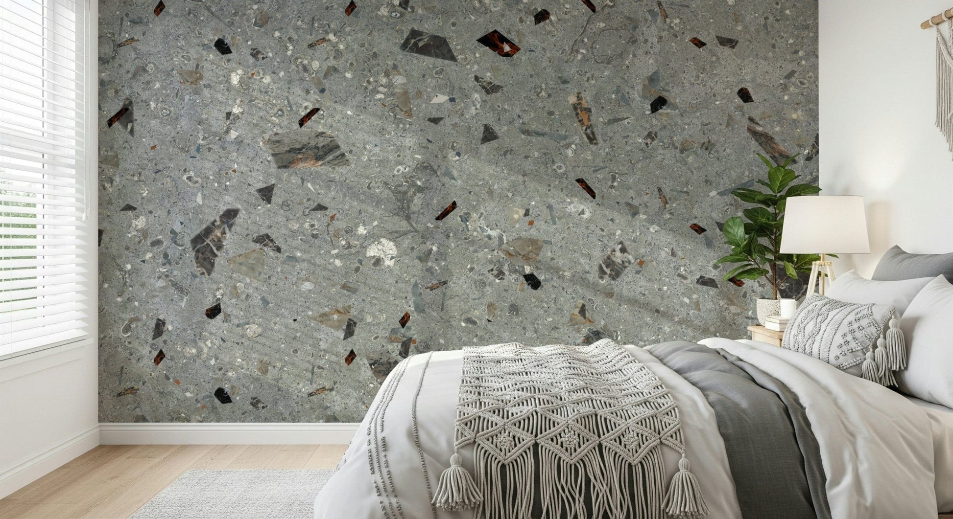 Earthy Beige Natural Stones wallpaper with dark flakes.