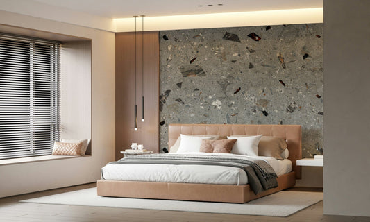 Dark Grey Granite pattern wallpaper for industrial rooms.