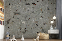 Beige Natural Stones aggregate design wall covering.